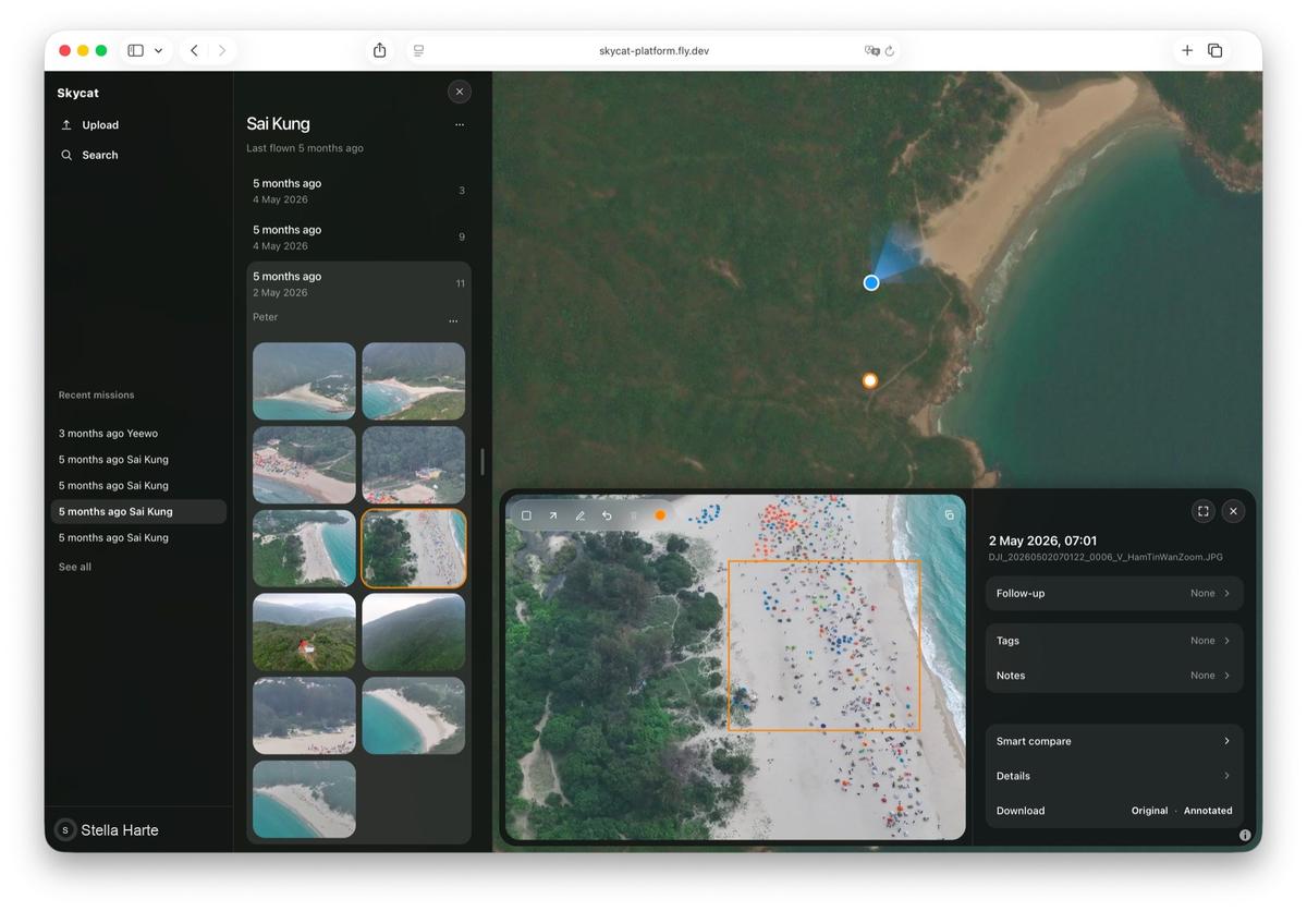 Skycat Photo: Ham Tin Wan beach photo flagged for follow-up, with the place on the map