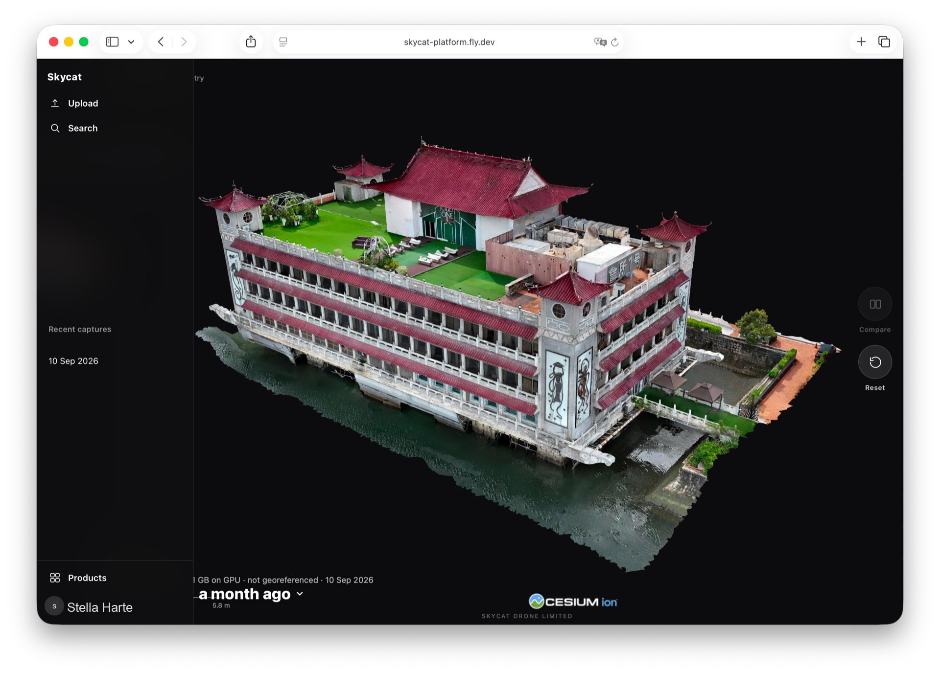 Skycat Spatial: a photorealistic 3D capture of Club One, explored in the browser